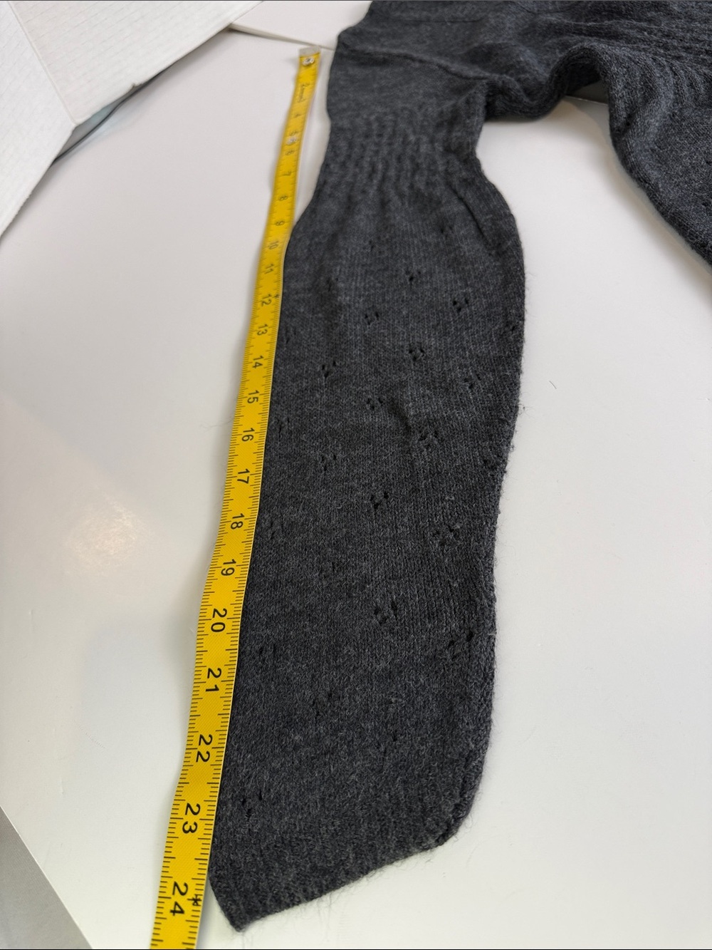 Made in Italy Wool Blend Sweater Dress Gray Empire Waist Balloon Sleeves - Picture 9 of 10